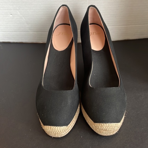 J.Crew Seville Espadrilles wedges in Canvas black size 9.5 - Picture 5 of 10